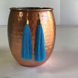 Blue fringe earrings